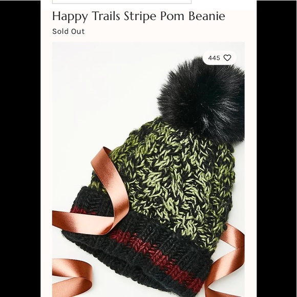 NWT Free People Happy Trails Stripe Pom Beanie Blue main image 9